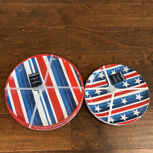 Nautica 8 pc set Americana Dinner salad Plates Red White Blue New